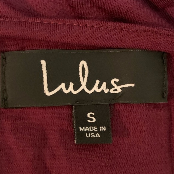 Lulu's Lace Up Dress Burgundy Long Sleeve Sz Small - Picture 4 of 4